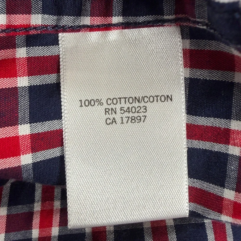 Banana Republic Shirt Check Men XL Ruby Red Plaid Cotton Button Down Long Sleeve